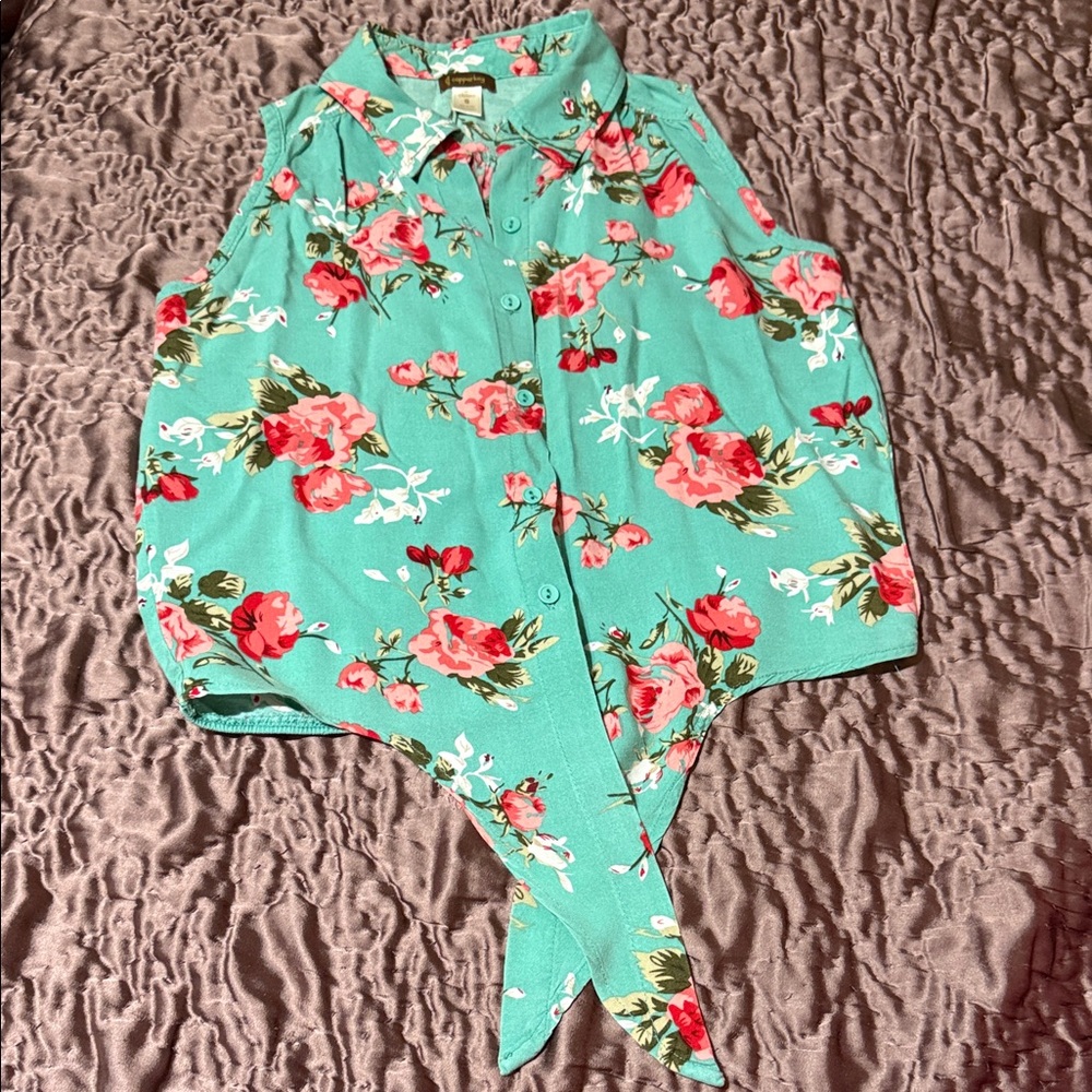 Copper Key Button Up Tank